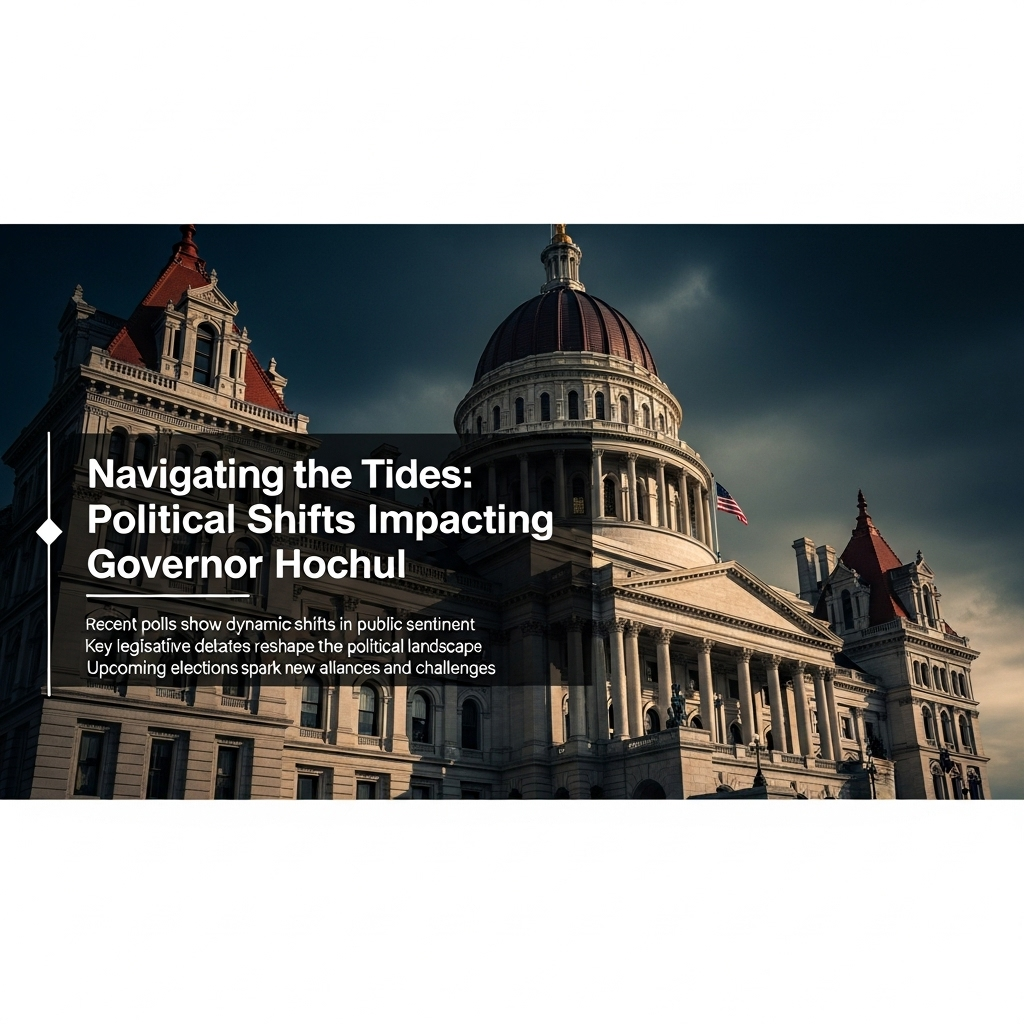 New York Governor Hochul: 1 Big Endorsement for Mamdani 3 A graphic showing the New York State Capitol with text overlay discussing political shifts affecting New York Governor Hochul.