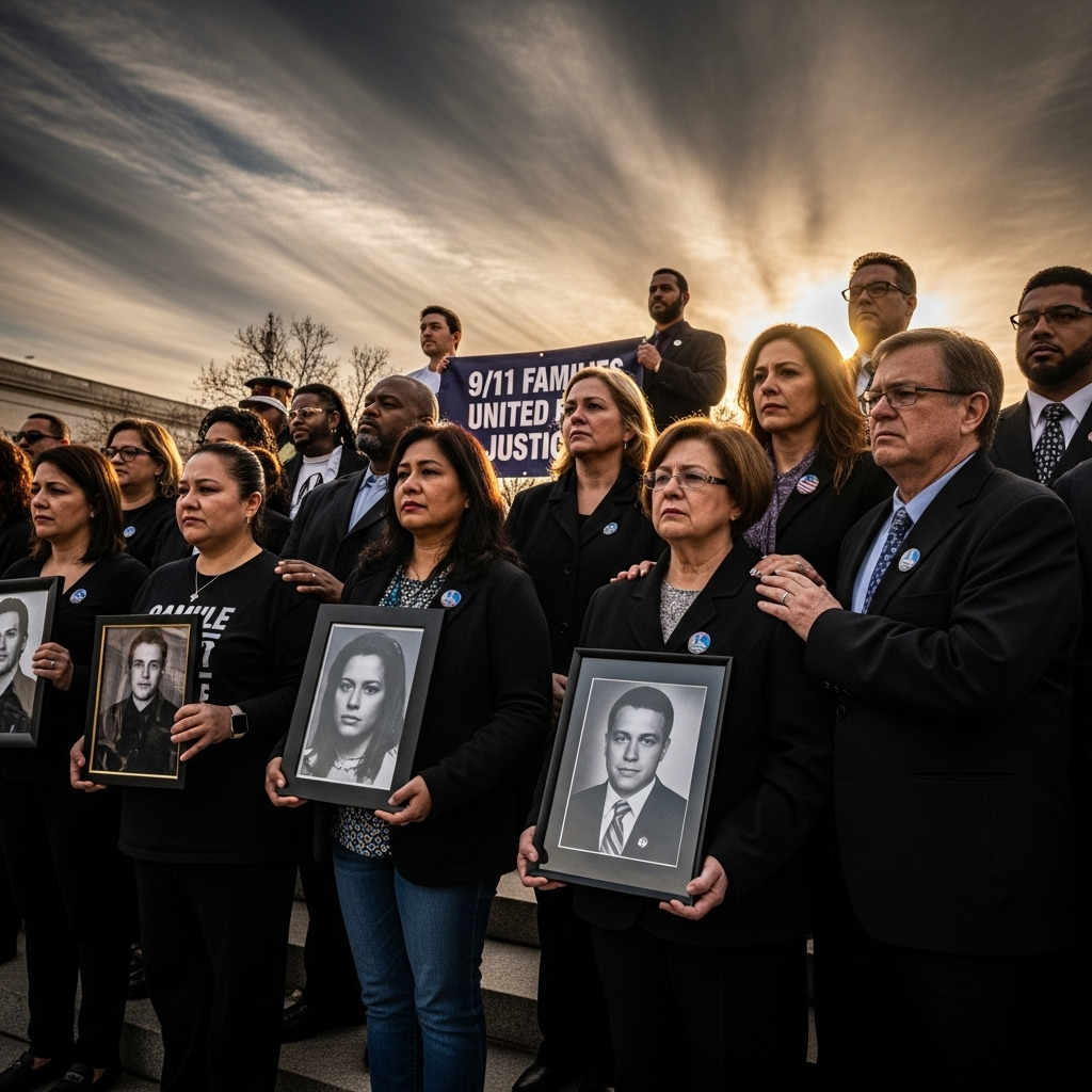 'Historic' ruling: 9/11 families get major legal win 3 A group of people standing together in solidarity, representing the 9/11 families united after the 'historic' ruling.