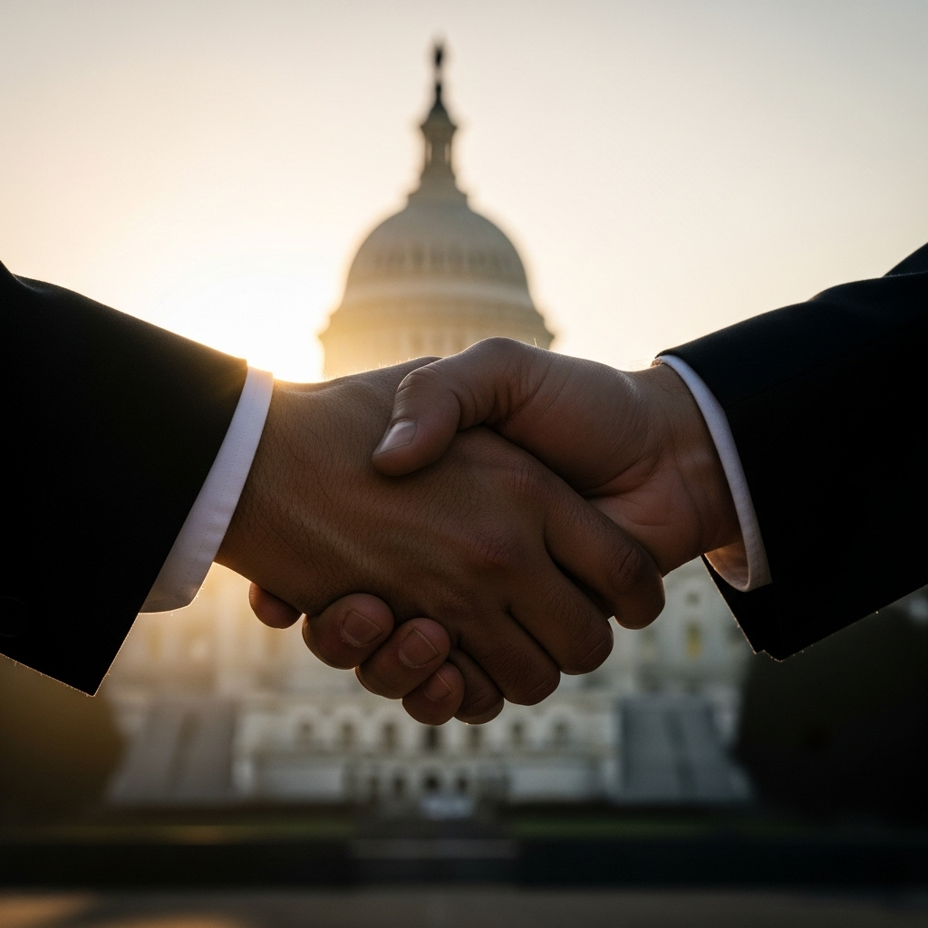 US response: 1 Warning from Rubio to Brazil on Bolsonaro 4 A handshake between two diplomats, symbolizing the delicate US response and diplomatic relations.