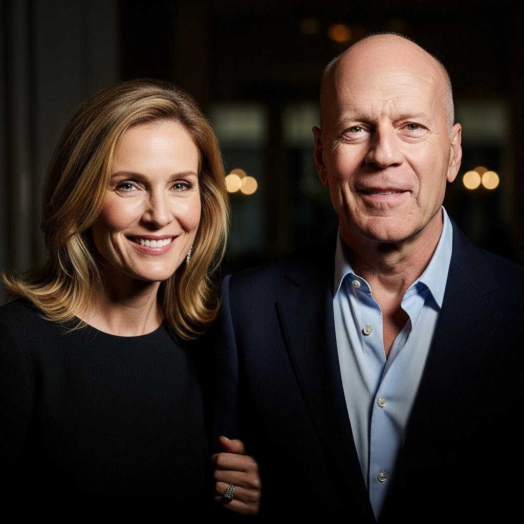 Bruce Willis' Wife Shares the #1 Sign of His Health Decline 3 A happy, smiling photo of Bruce Willis and his wife Emma Heming Willis from a few years ago.