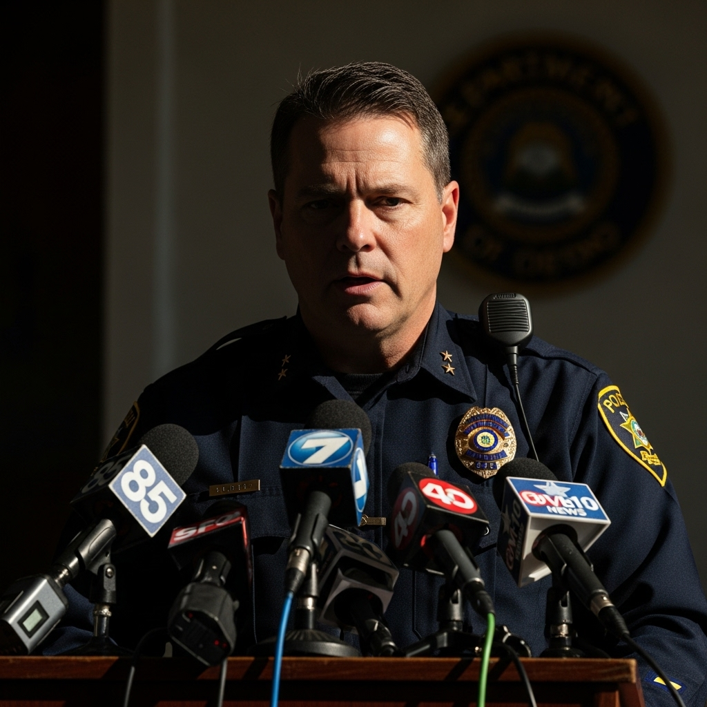 School Shooting: 2 Teens Injured, Governor Responds 1 A law enforcement officer speaking at a press conference podium about the school shooting investigation.