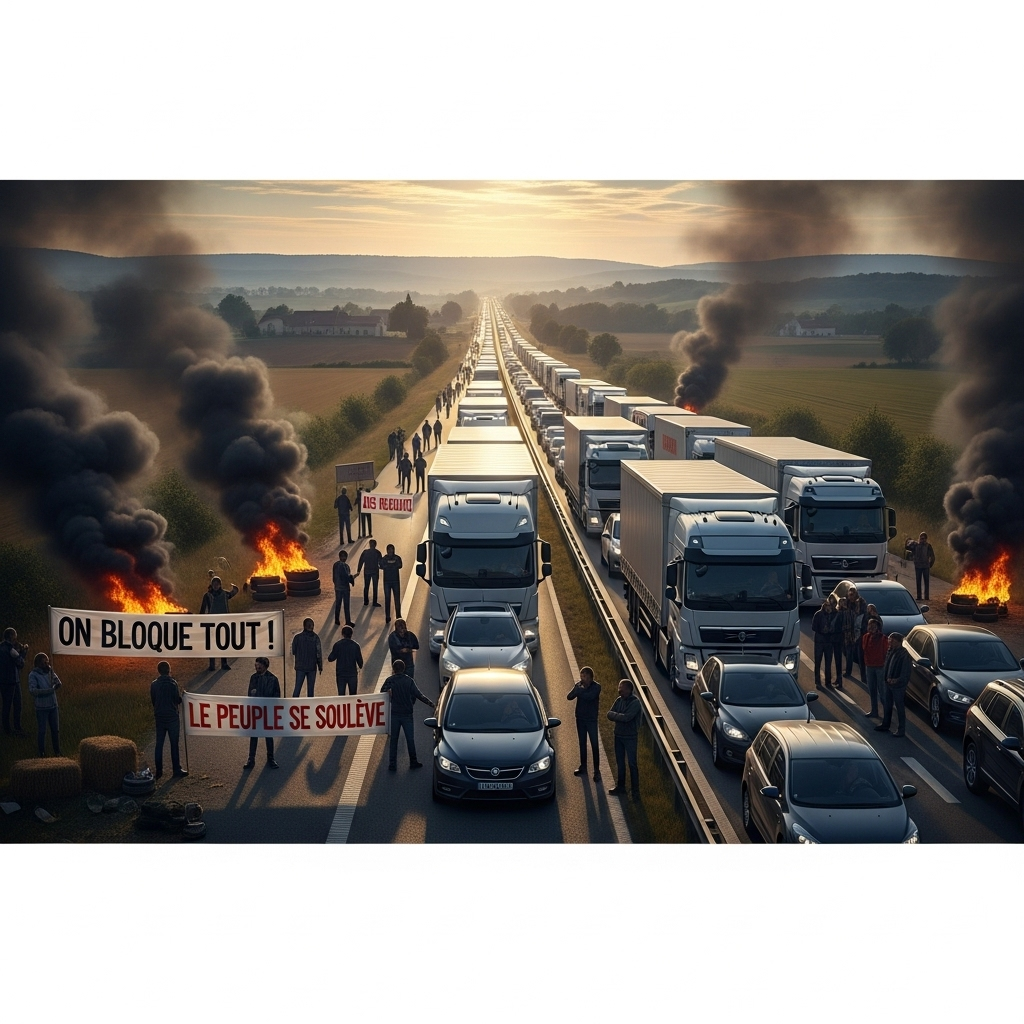 'Block everything' protests: Over 300 Arrested in France 3 A long line of trucks and cars halted on a French highway by the disruptive 'block everything' protests.