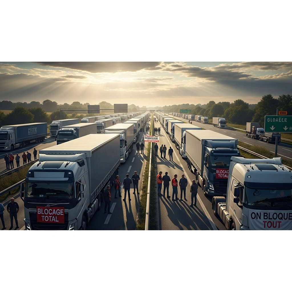'block everything' protests: Hundreds arrested in France 2 A long line of trucks stopped on a French highway, a key tactic of the 'block everything' protests.