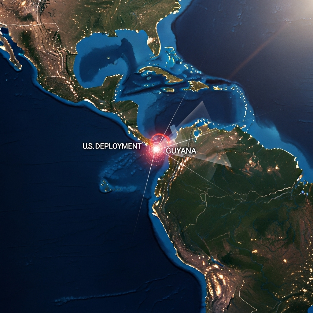 US Deployment in Caribbean: 1 Official Denies Training 3 A map highlighting the Caribbean Sea, showing the strategic location of the us deployment near Guyana.