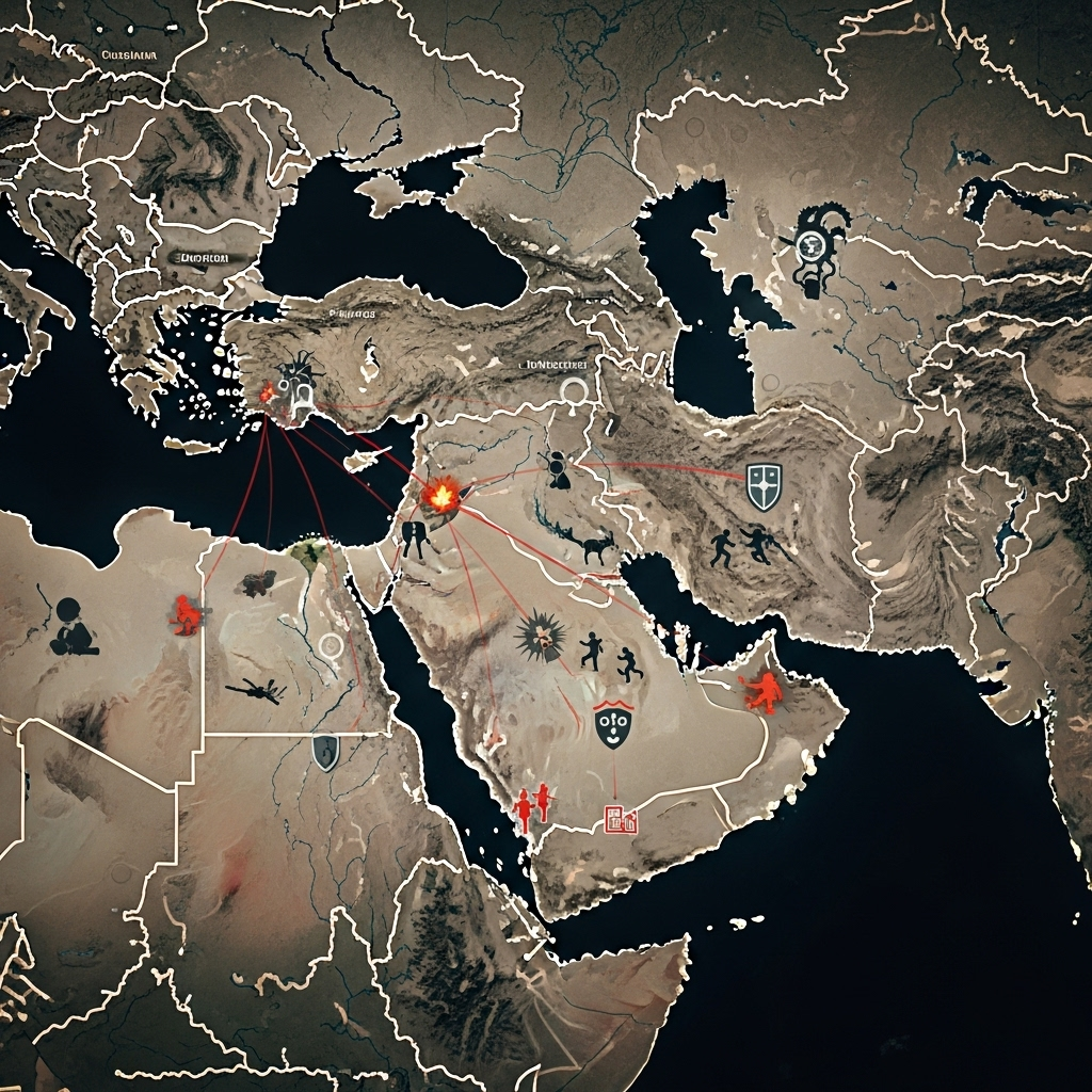 Foreign Soil: 3 Hamas Leaders Targeted in Israeli Strike 4 A map of the Middle East, highlighting the challenges of maintaining stability when conflicts cross borders onto foreign soil.