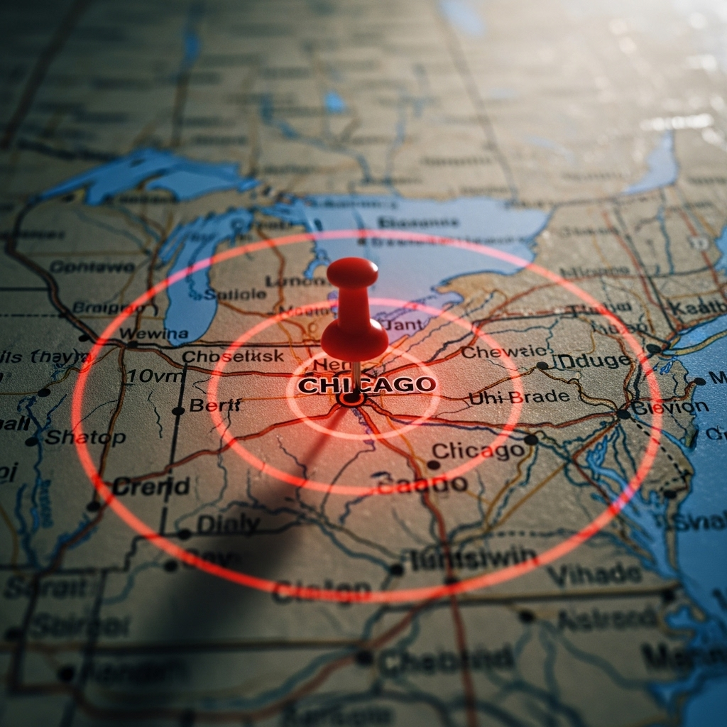 Focus shifts: 1 architect of LA ICE raids now in Chicago 3 A map of the Midwest with a pin on Chicago, showing where the enforcement focus shifts.