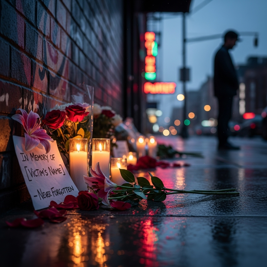 Two Teens Charged in 1 Fatal Shooting of Capitol Intern 2 A memorial of flowers and candles on a city sidewalk for the victim of the two teens.
