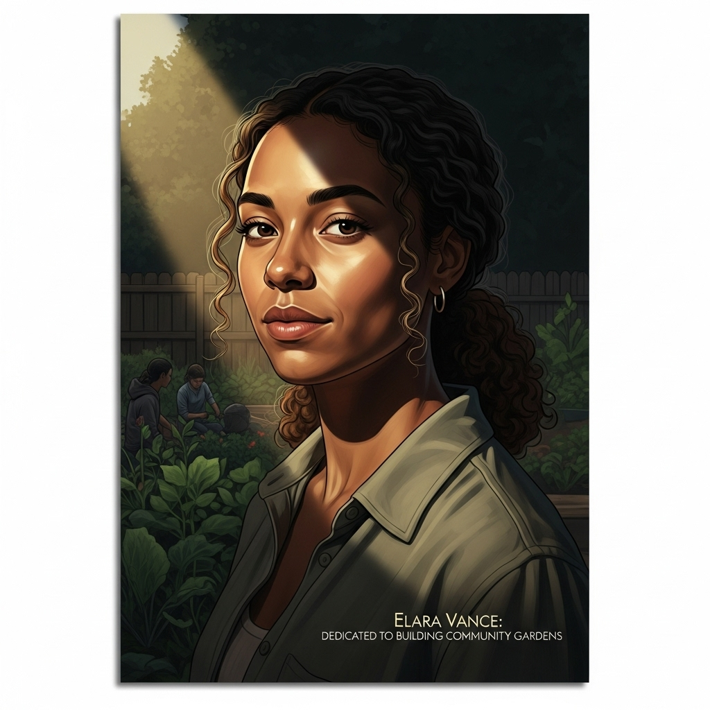 Trump Honors 1 Slain Activist in Call to News Anchor 3 A memorial portrait of slain activist Elara Vance, whom Trump honors for her dedication to building community gardens.