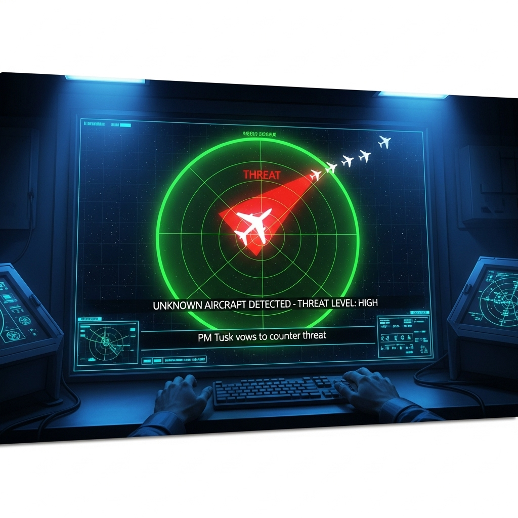 Polish PM Tusk Vows 2 Key Military Upgrades After Drone 2 A military radar screen showing an unidentified aircraft, a threat Polish PM Tusk is vowing to counter.