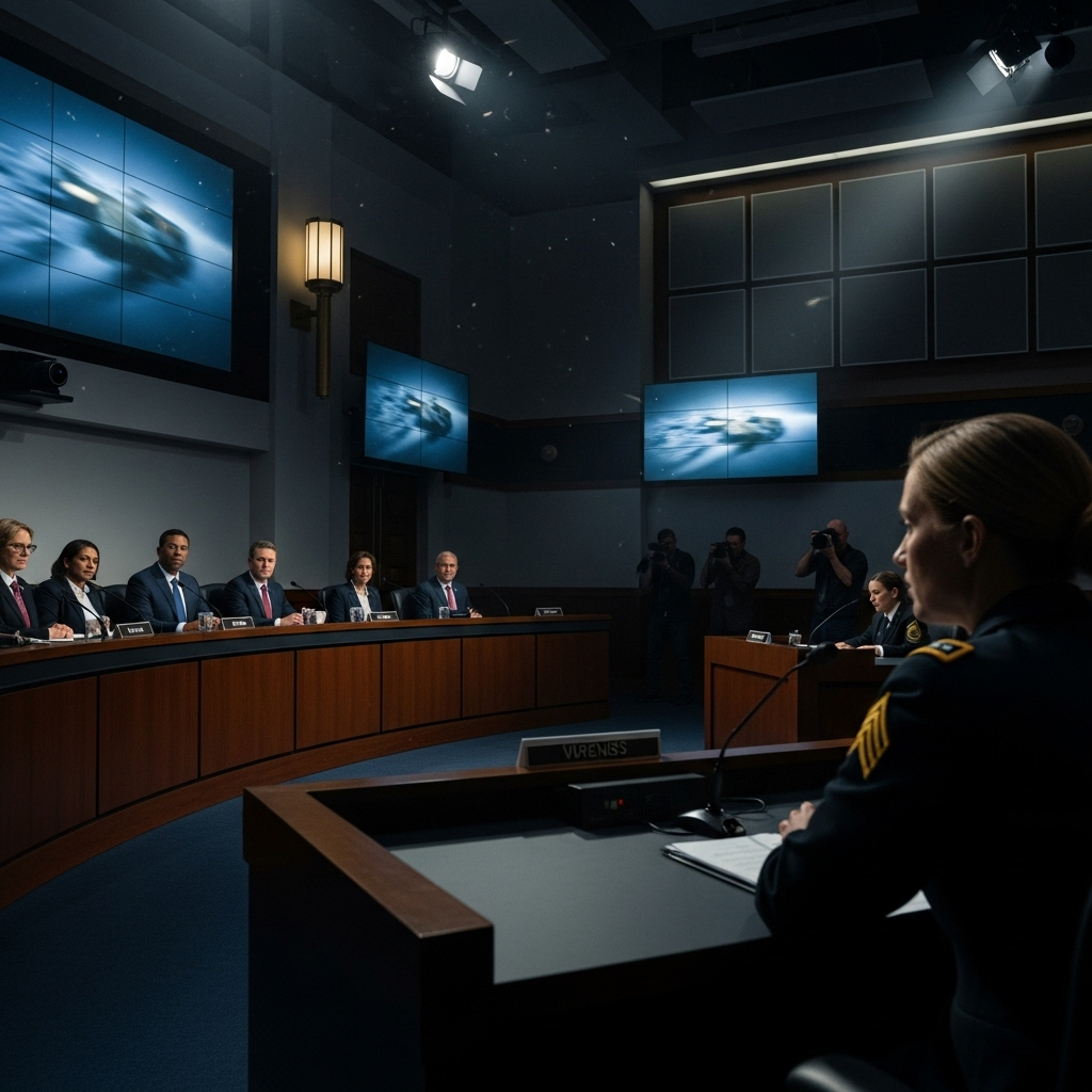 Congress UFO Incident: 1 Russian Sighting Almost Led to WW3 2 A modern congressional hearing room where the congress ufo incident was discussed.