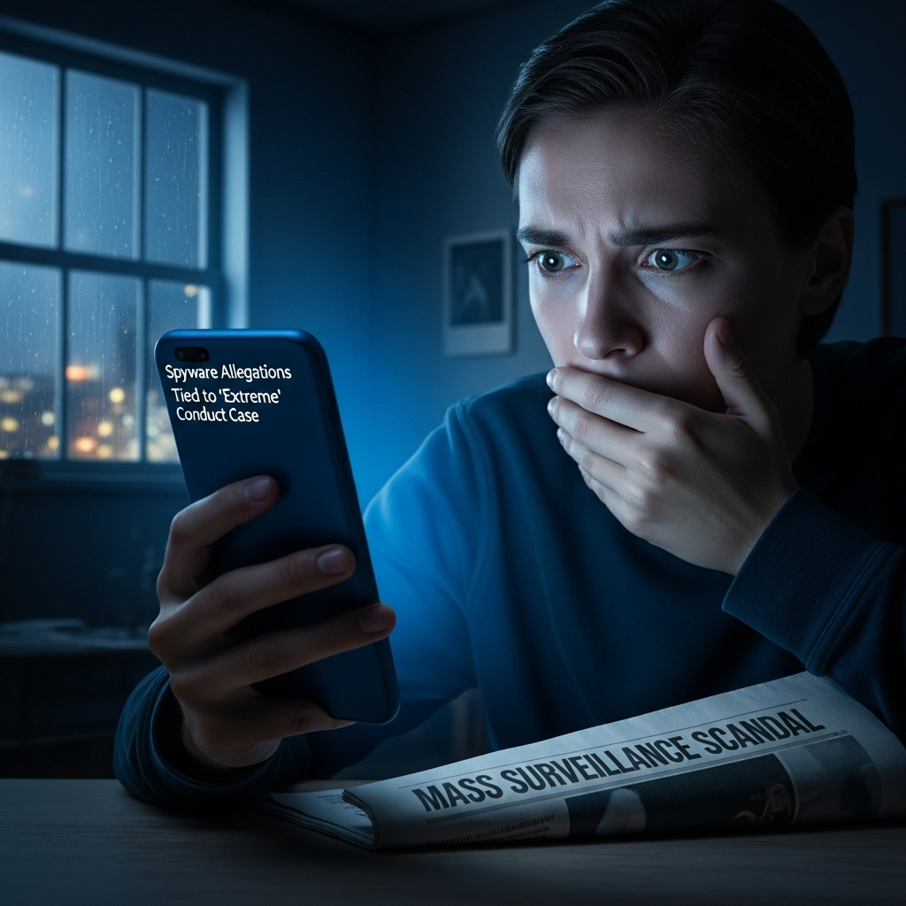 'extreme' conduct': 5 New Details in NFL Divorce Case 3 A person looking at their phone with a concerned expression, illustrating the spyware allegations tied to the 'extreme' conduct' case.