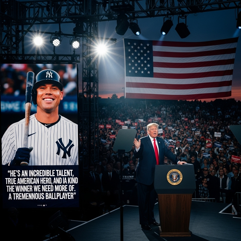 Trump's Words: 1 Yankees Star's MVP Surge After Praise 2 A photo of Donald Trump speaking at a rally, the source of trump's words of praise for the Yankees star.