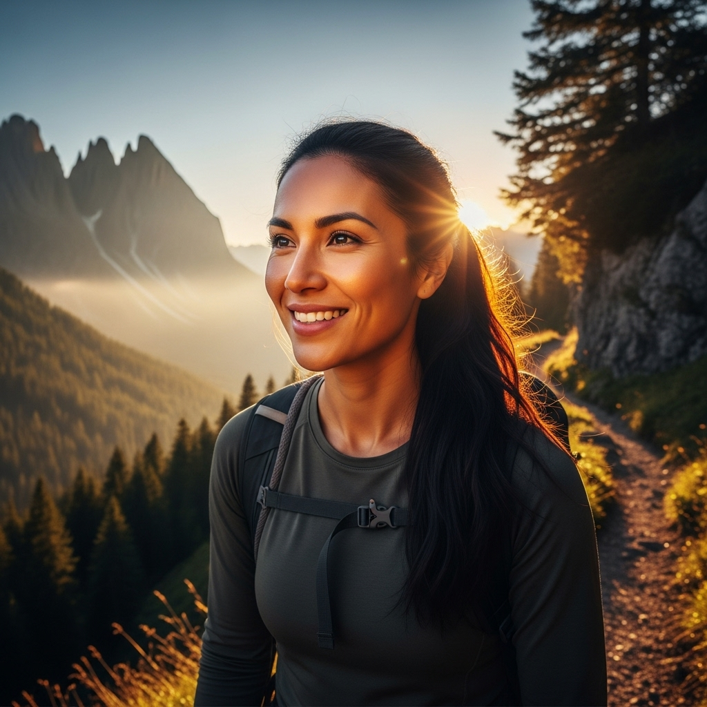 My wife was 1 of many lost after Trump cut clinic funds. 2 A photo of my wife smiling during a hike in the mountains.