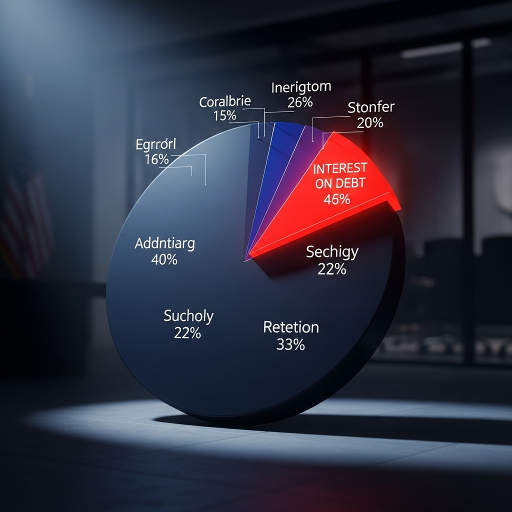 first 11 months: Federal Deficit Hits $2 Trillion CBO Says 3 A pie chart displaying the major categories of federal spending in the first 11 months of the year, with interest on the debt highlighted.