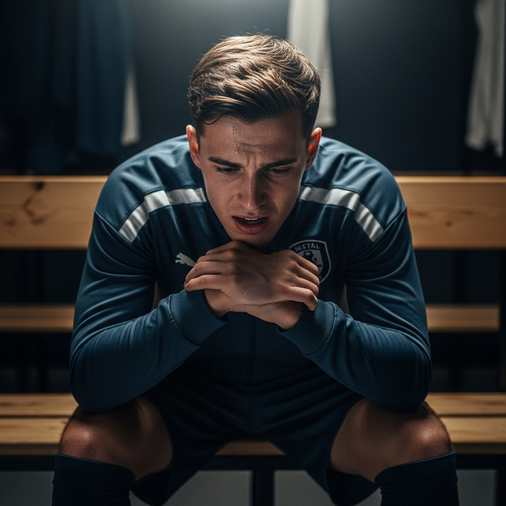 Missing Boots: 3 Man Utd Stars in a Pre-Match Panic 4 A player looking stressed on the bench before a match.
