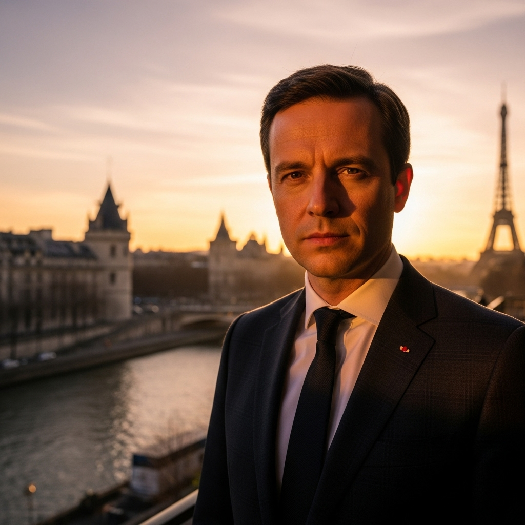 New French PM: 37-Year-Old Lecornu Takes Top Post 2 A portrait of Sébastien Lecornu, the new french pm, in Paris.
