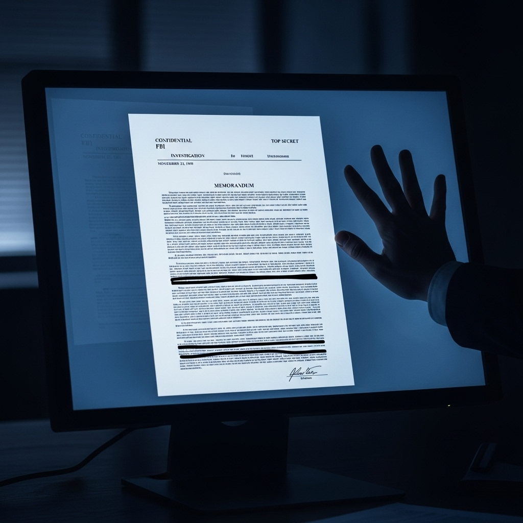 FBI chief: 5 Key Updates on the Kirk Shooting Hunt 2 A redacted FBI document shown on a screen, as referenced by the FBI chief.