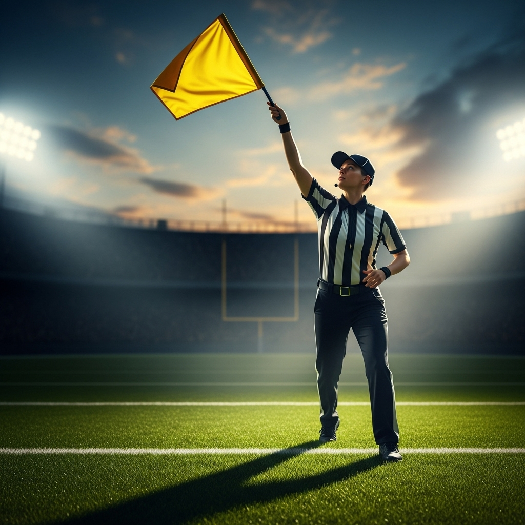 Obscene Trend: 5 Reasons It's Bad for the Browns Game 4 A referee throwing a penalty flag on the field, symbolizing the consequences of the obscene trend.