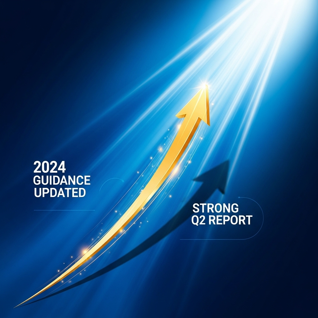 Strong Q2 Report: 5 Key Insights for Investors in 2024 4 A rising arrow graphic symbolizing the updated 2024 guidance from the strong q2 report.