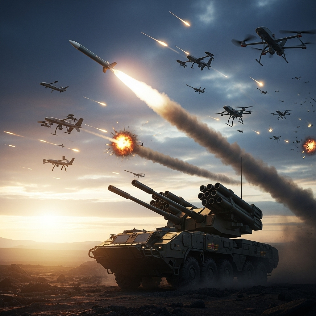 221 drones launched by Ukraine on Russia, Moscow claims 3 A Russian Pantsir-S1 air defense system, which Moscow claims was used to intercept the 221 drones.