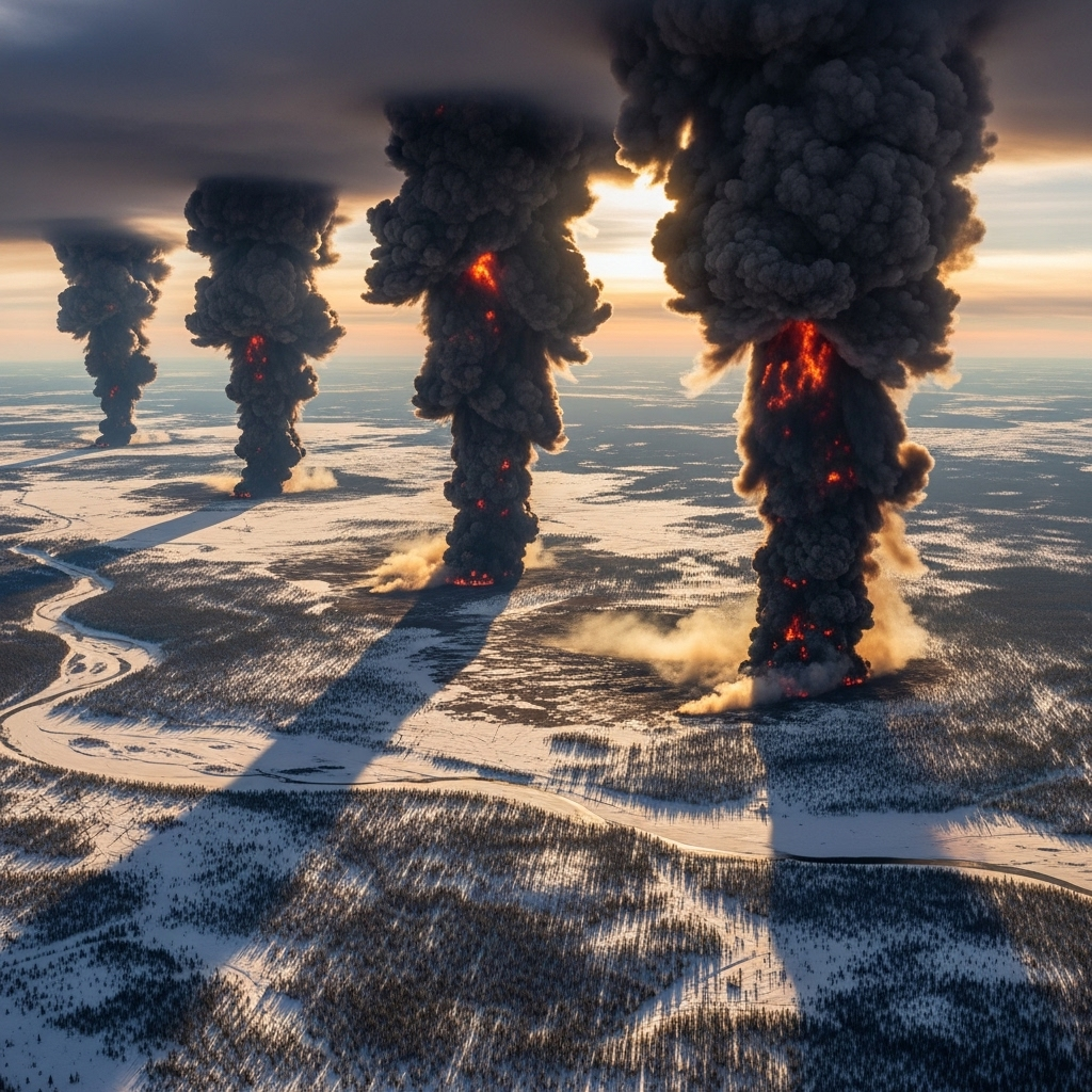 Key Events of Russia-Ukraine War: Day 1,293 Updates 2 A satellite image showing smoke plumes over the eastern front, one of the key events of the day.