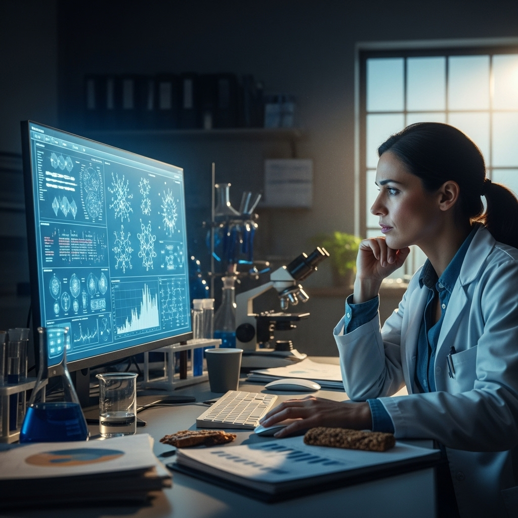 Unexpected virus discovery: 1 new link to Parkinson's? 3 A scientist in a laboratory reviews data on a screen, part of the process of the unexpected virus discovery.