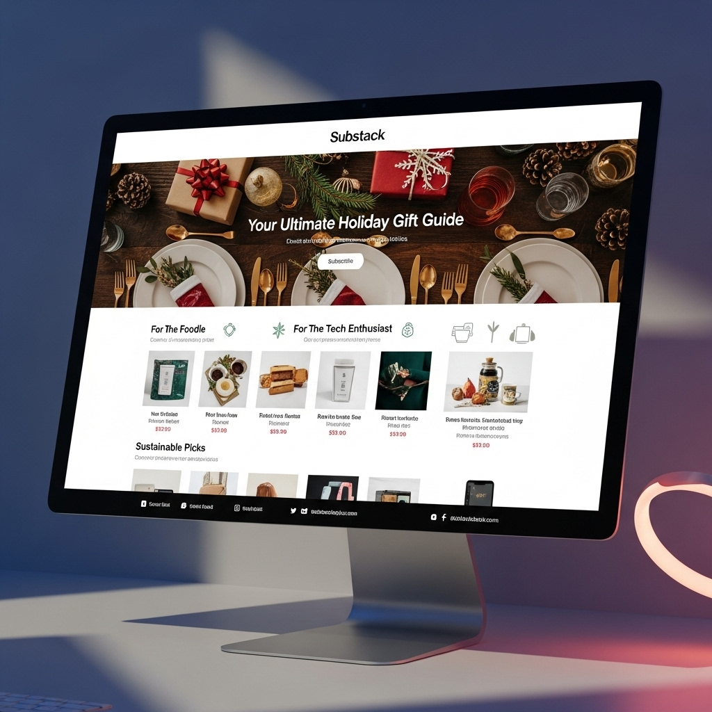 Gift Guides: 5 Top Insights from Substack Fashion Stars 4 A screenshot of a beautifully designed Substack newsletter showcasing the clean layout of their holiday gift guides.