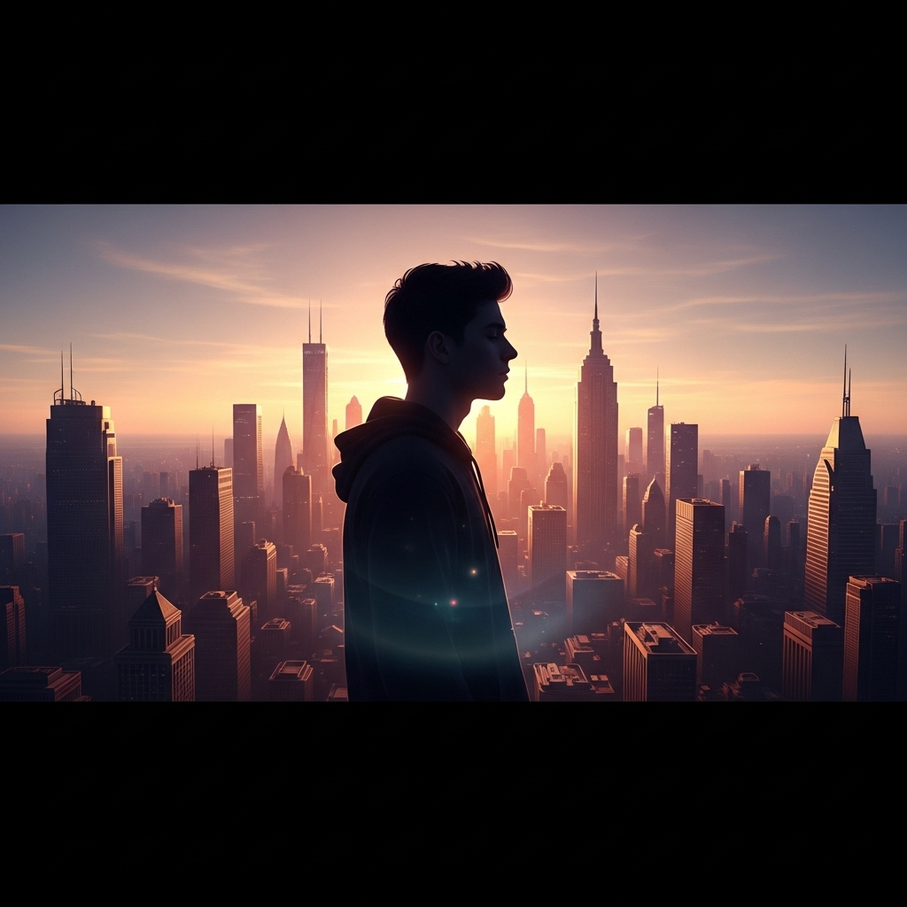 His Bond with Melania: 5 Reasons for Barron's College Move 4 A silhouette of a young man looking at a city skyline, contemplating his future, reflecting his bond with his mother's guidance.