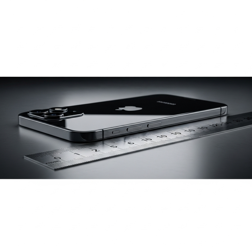 iPhone 17 Lineup: 4 Models Unveiled with Higher Prices 3 A sleek, ultra-thin iPhone 17 Slim model next to a ruler to emphasize its slim profile.