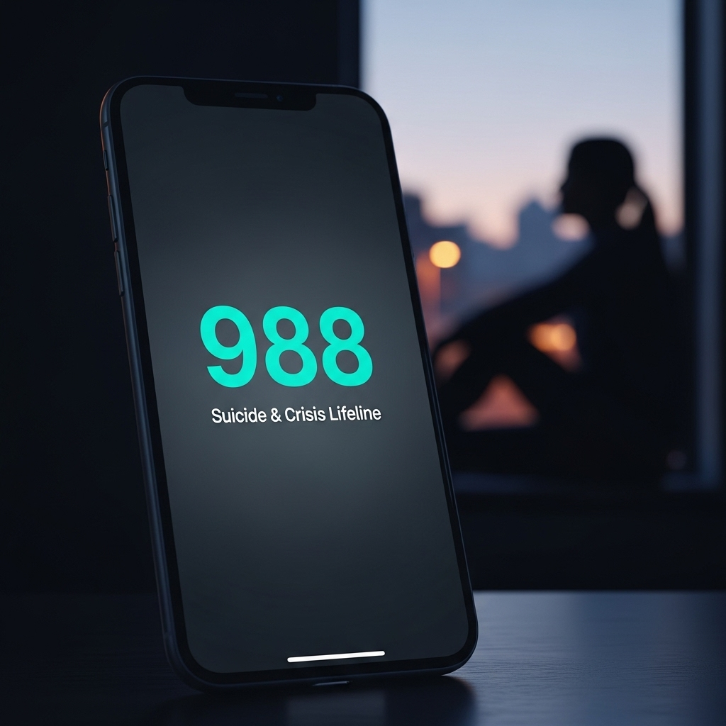 Spotlight Suicide Prevention: Caleb Williams's 988 Nails 4 A smartphone screen displaying the number 988, an image designed to spotlight suicide prevention resources.