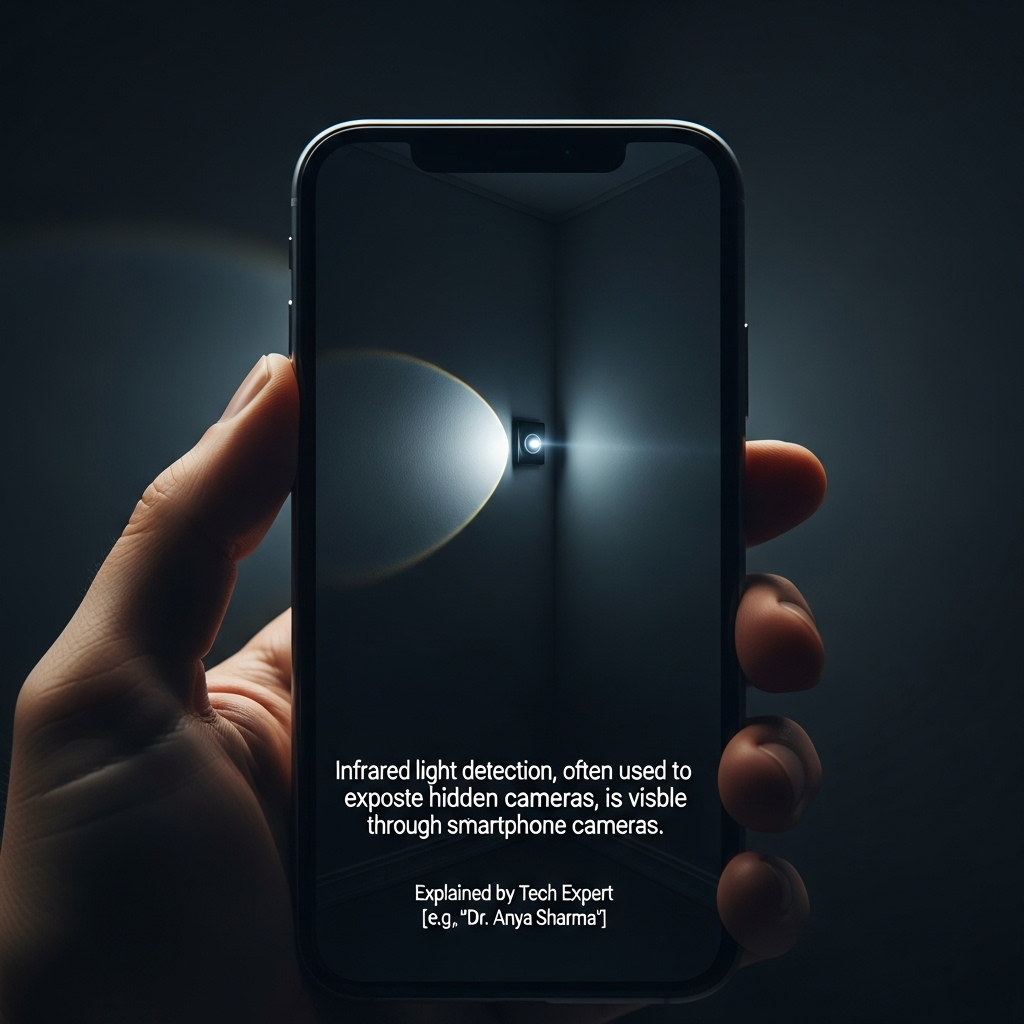 Tech expert: 1 simple trick to spot hidden hotel cameras 3 A smartphone screen showing the tell-tale glint of an infrared light from a hidden camera, as explained by a tech expert.