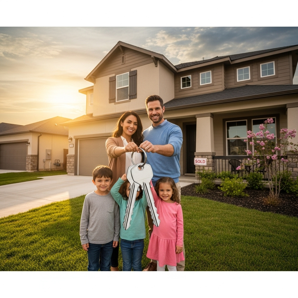 Trump’s housing push: 3 ways it could help millions 4 A smiling family holding keys in front of a new house, representing a key goal of trump’s housing push.