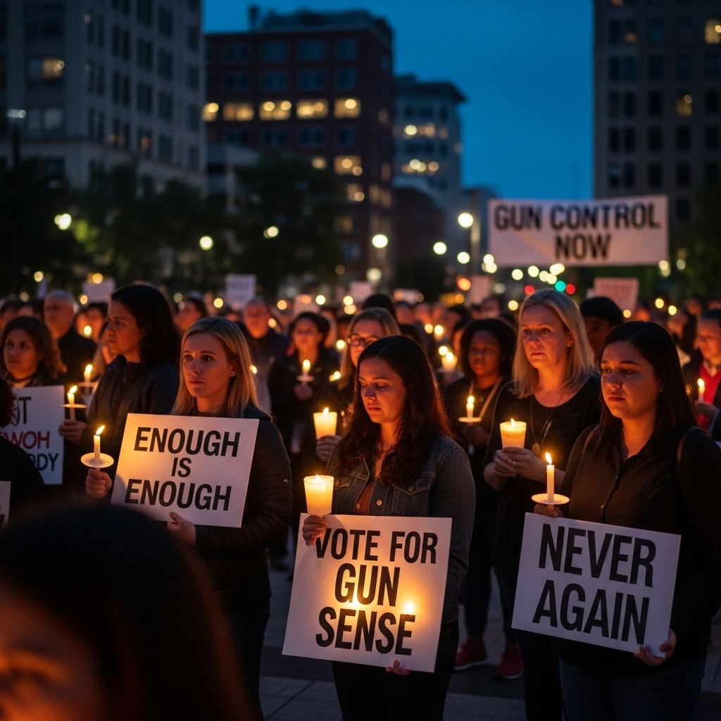 Gun Control: 1 WNBA Star Demands Action After Shooting 2 A solemn candlelight vigil focused on the need for gun control reform.