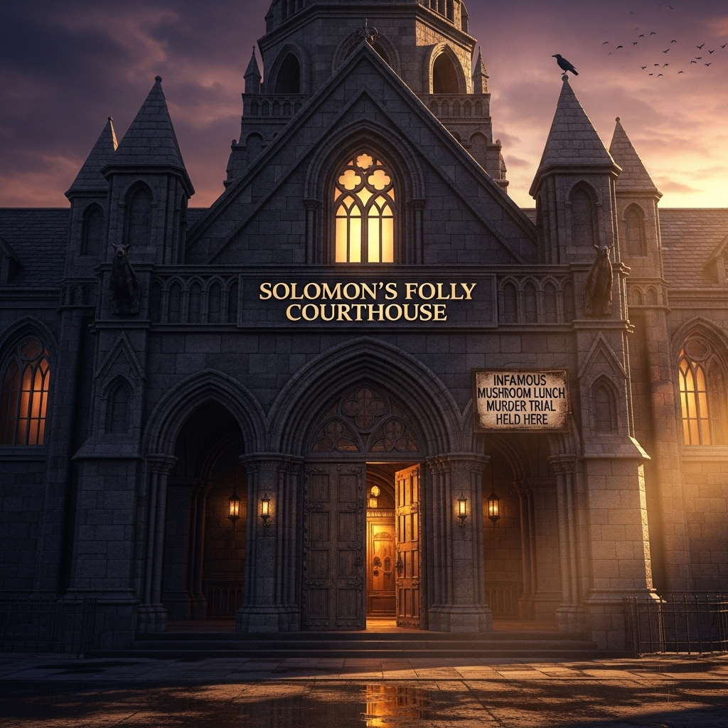 Mushroom lunch murderer: 3 deaths lead to life sentence 2 A solemn courthouse where the mushroom lunch murderer case was tried.