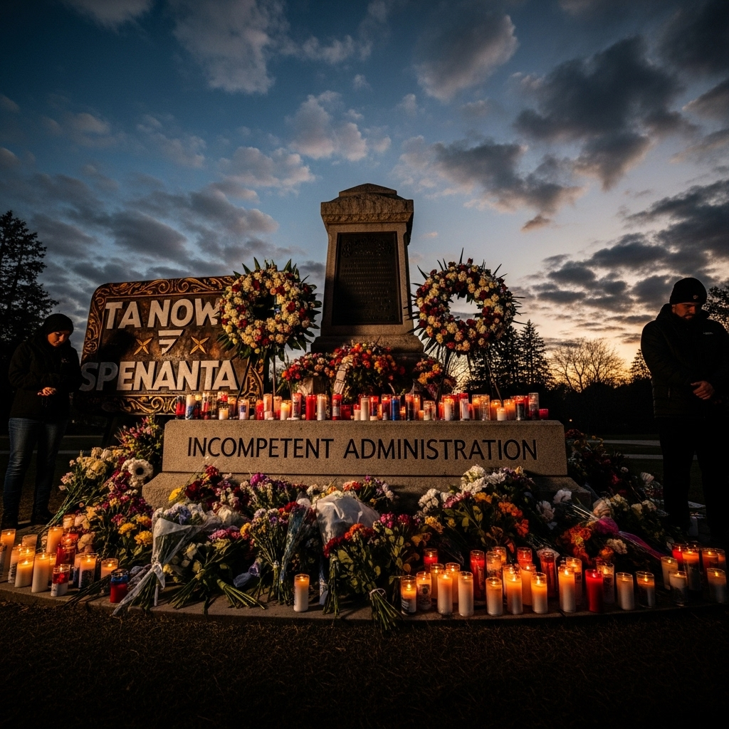 'incompetent' biden' - 1 Shocking Crime Fuels Trump's Rage 2 A solemn memorial with flowers and candles, illustrating the tragedy that critics blame on the 'incompetent' biden administration.