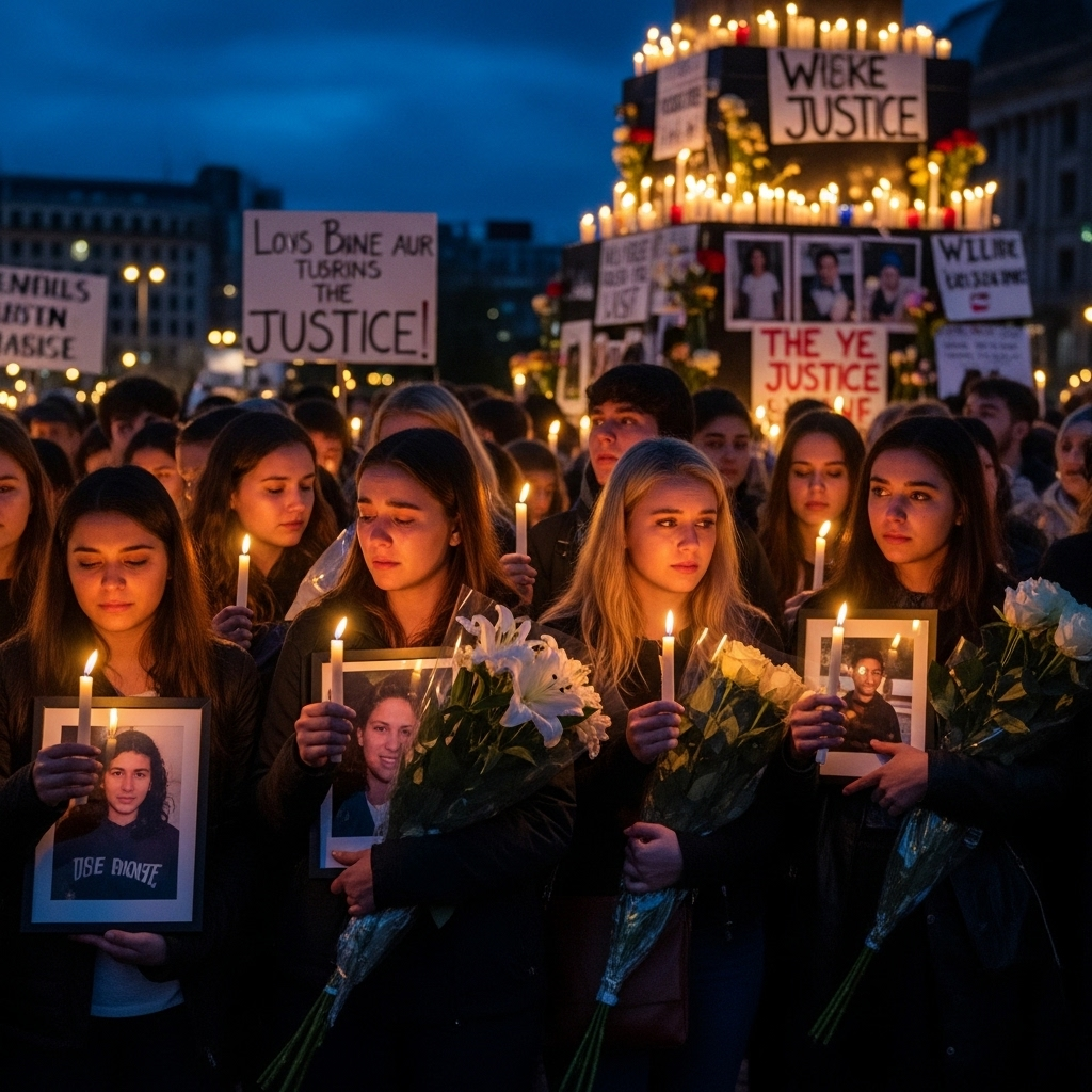 Gen Z Protests: 19 Dead in Nepal Over Corruption, Ban 4 A somber candlelight vigil for the victims of the Gen Z protests, with mourners holding flowers and photos.