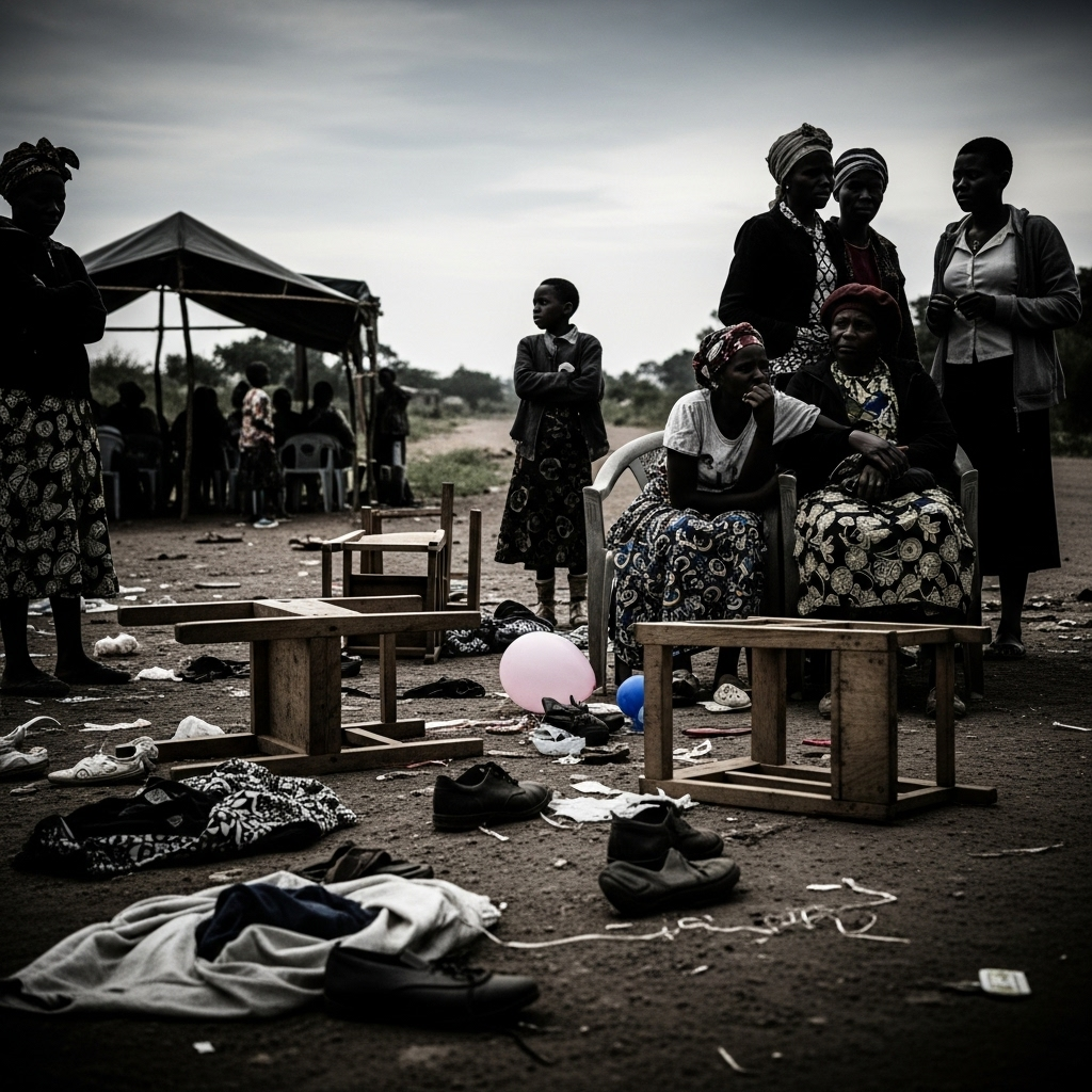 DR Congo Mourners: Over 20 Killed in Jihadist Attack 2 A somber scene showing the aftermath of the attack on DR Congo mourners in Beni.