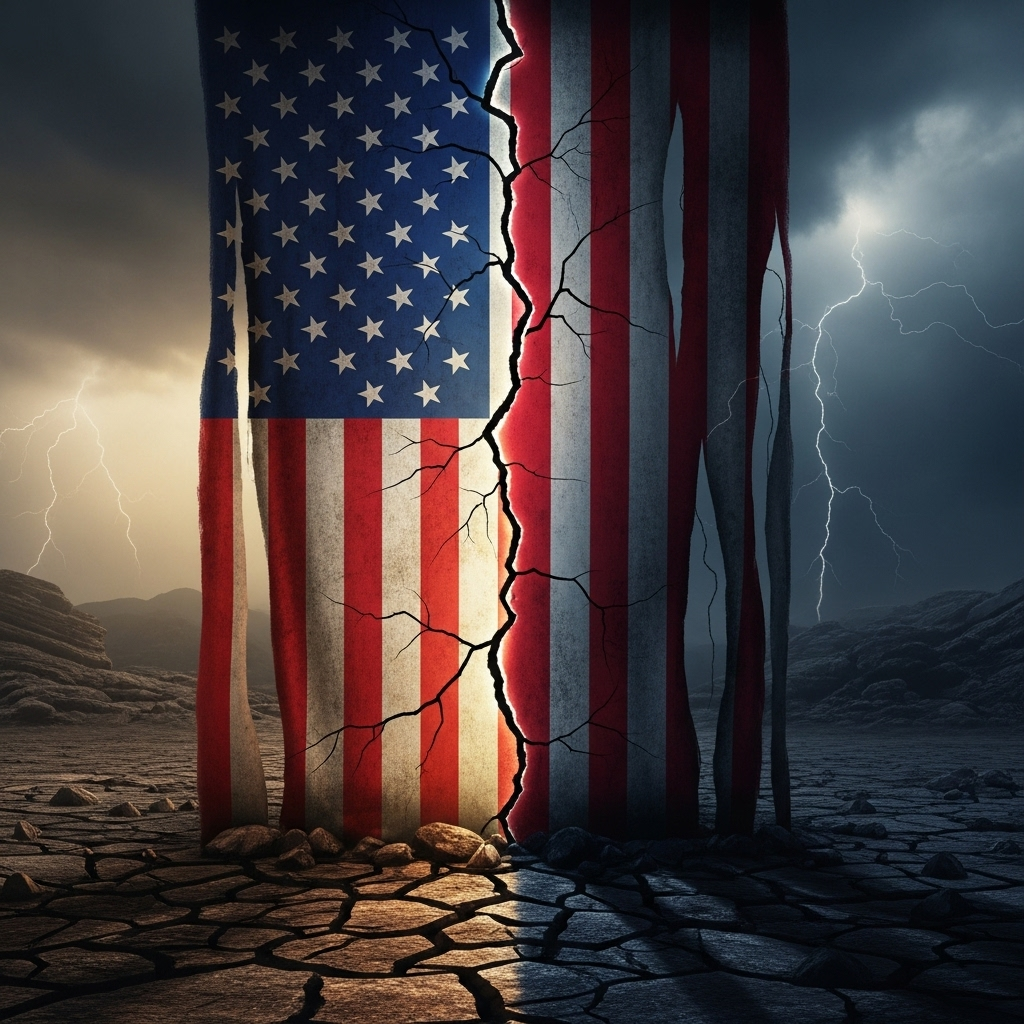 Our Country at Risk: 5 Ways Biden Puts Us in Danger 4 A split American flag symbolizing the social divisions that are a risk to our country.