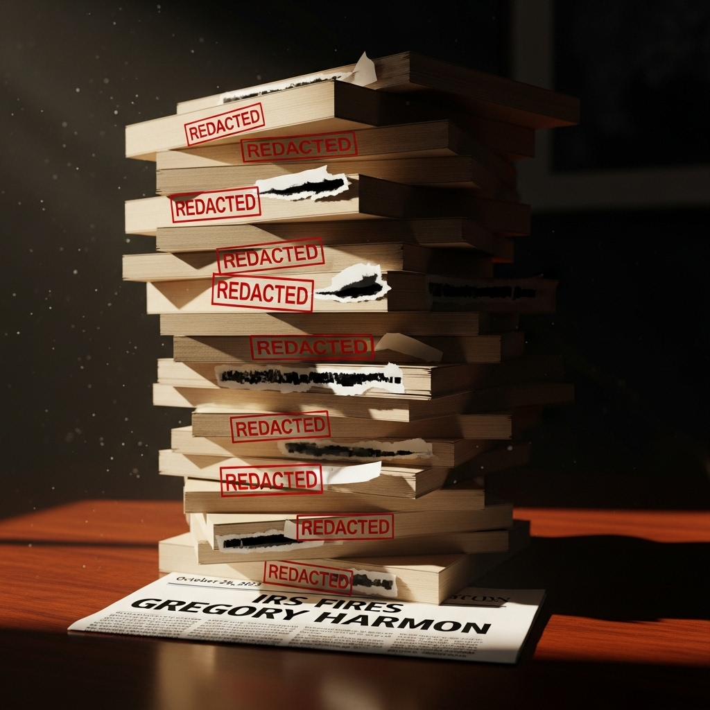 IRS Fires Top Aide, 1 Key Figure in Lerner Scandal Gone 3 A stack of redacted government files suggesting the investigation that led to the news that the irs fires Gregory Harmon.