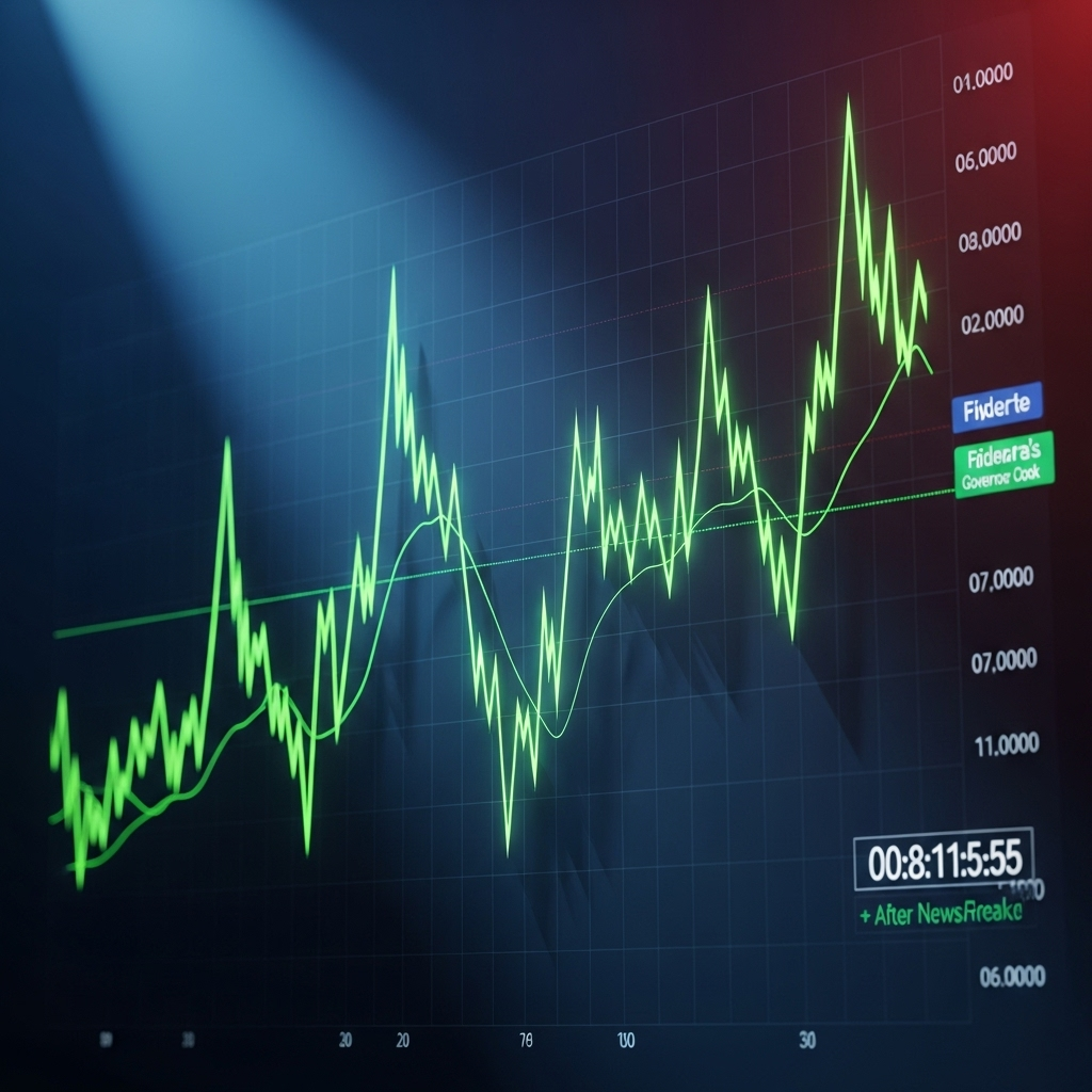 Fed Governor Cook: 1 Judge Blocks Trump's Firing Attempt 4 A stock market chart showing volatility after the news about Fed Governor Cook broke.