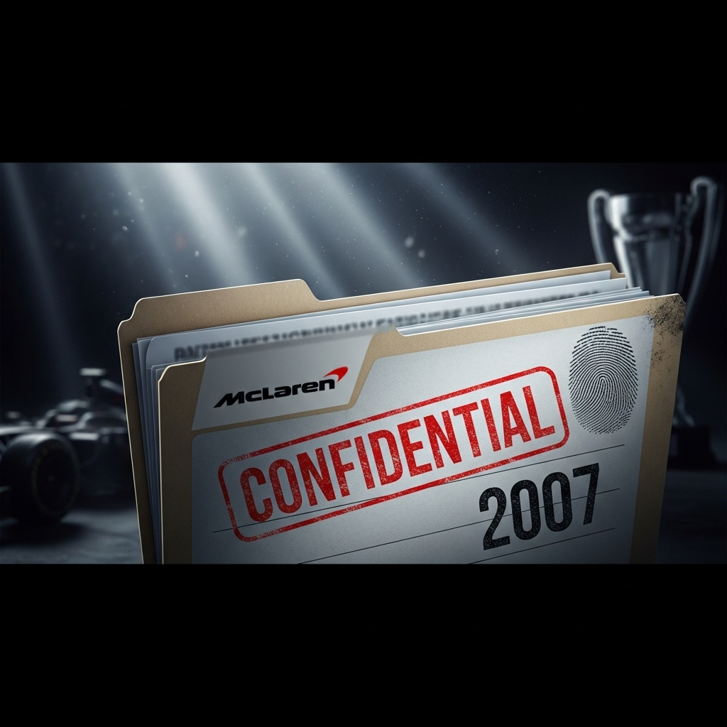 Own Controversy: 3 Ways McLaren Almost Lost the Title 2 A symbolic image of a confidential file, representing McLaren's Spygate own controversy.