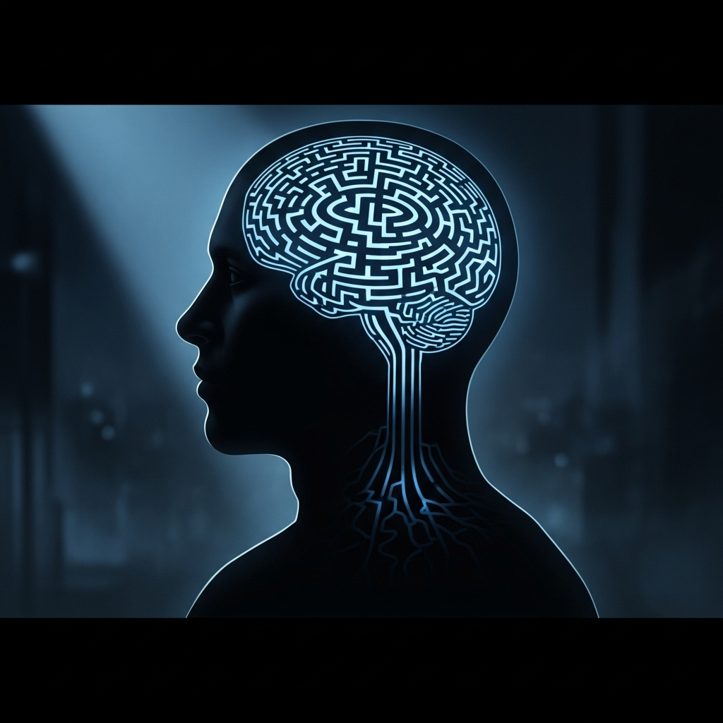 26 women: Serial killer's shocking claim in new doc 5 A symbolic image of a human silhouette with a labyrinth inside its head, representing the complex psychology of the killer who confessed to murdering 26 women.