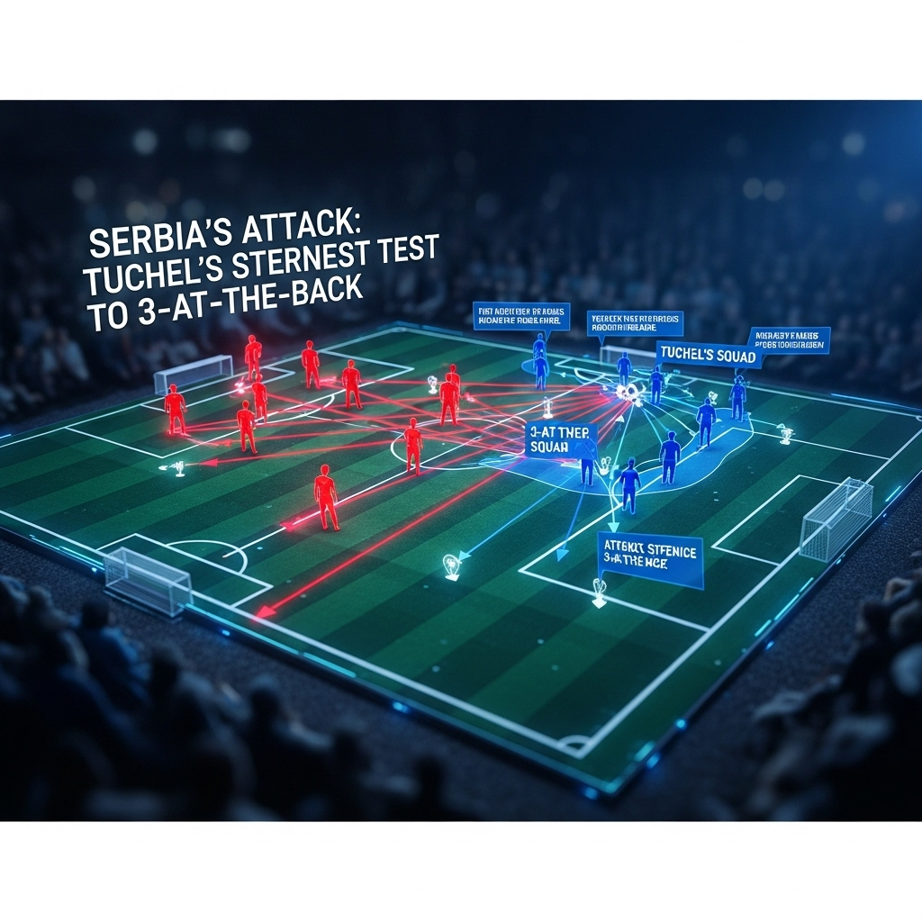 sternest test: Tuchel's 3-Man Defense Faces Serbia's Fire 3 A tactical map showing how Serbia's attack poses the sternest test to Tuchel's 3-at-the-back formation.