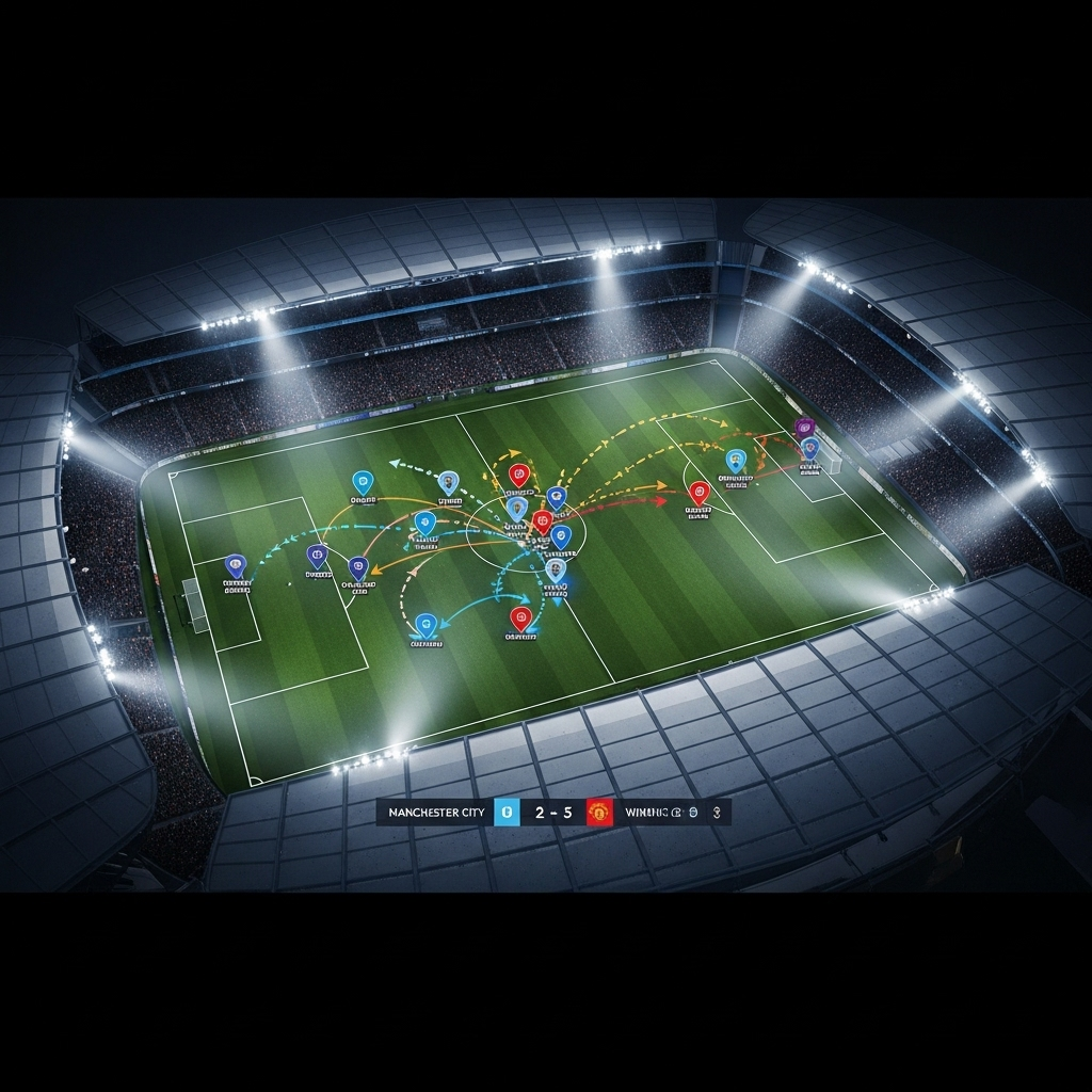 Derby Win: Haaland's 2 Goals Seal Manchester Dominance 3 A tactical map showing Manchester City's formation in their successful derby win.