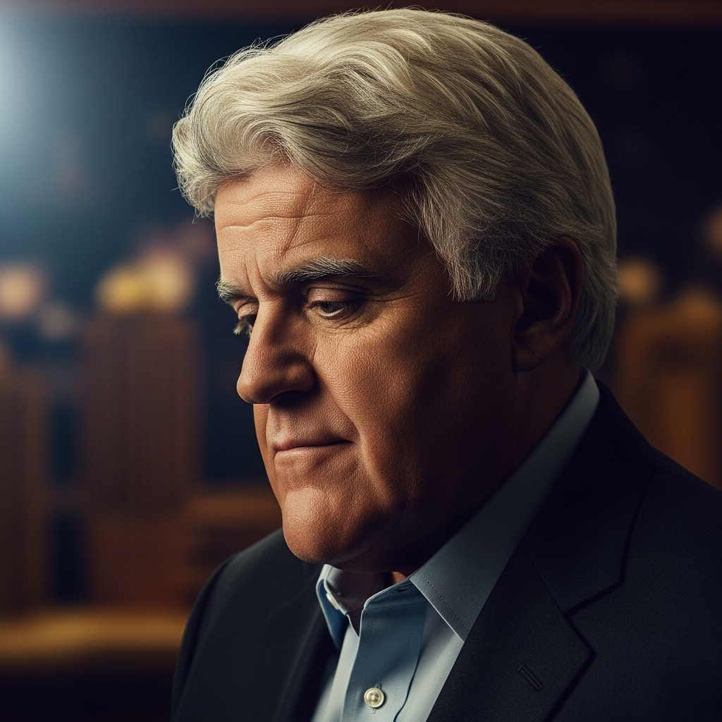 Former 'Tonight Show' Host Gives 1 Chilling Free Speech Warning 2 A thoughtful portrait of Jay Leno, the former 'tonight show' host, looking contemplative.
