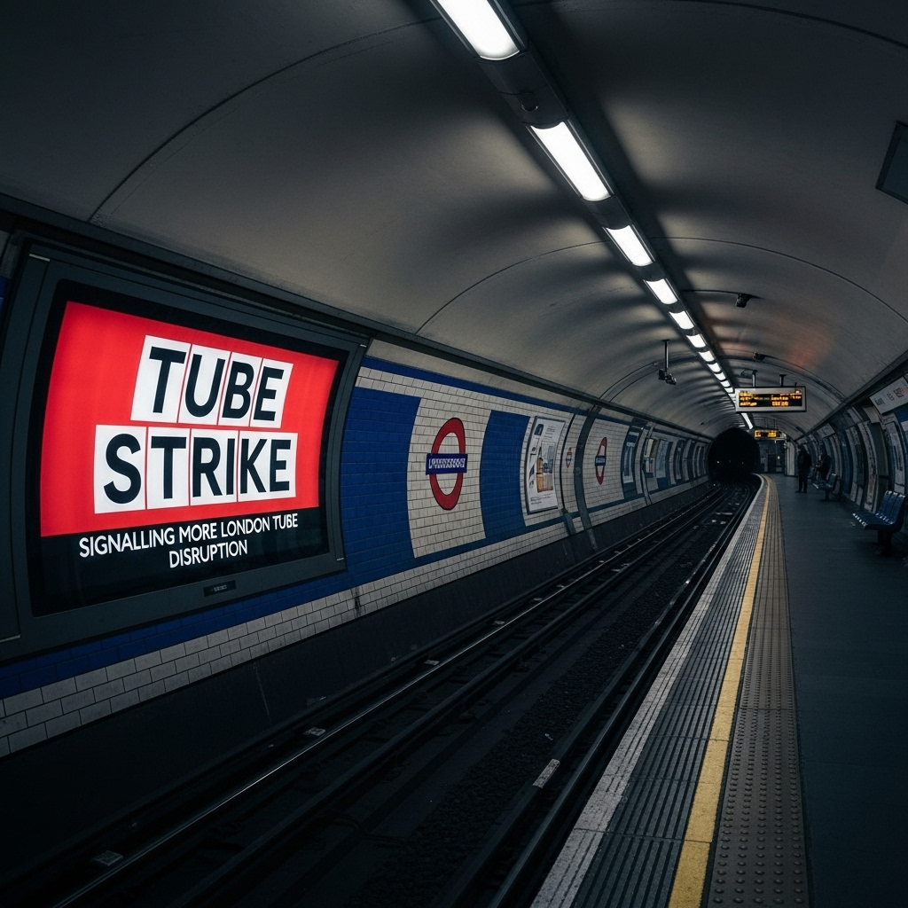 More London Tube Disruption: 2 Unions Reject New Deal 3 A 'Tube Strike' sign at a London Underground station, signalling more london tube disruption.
