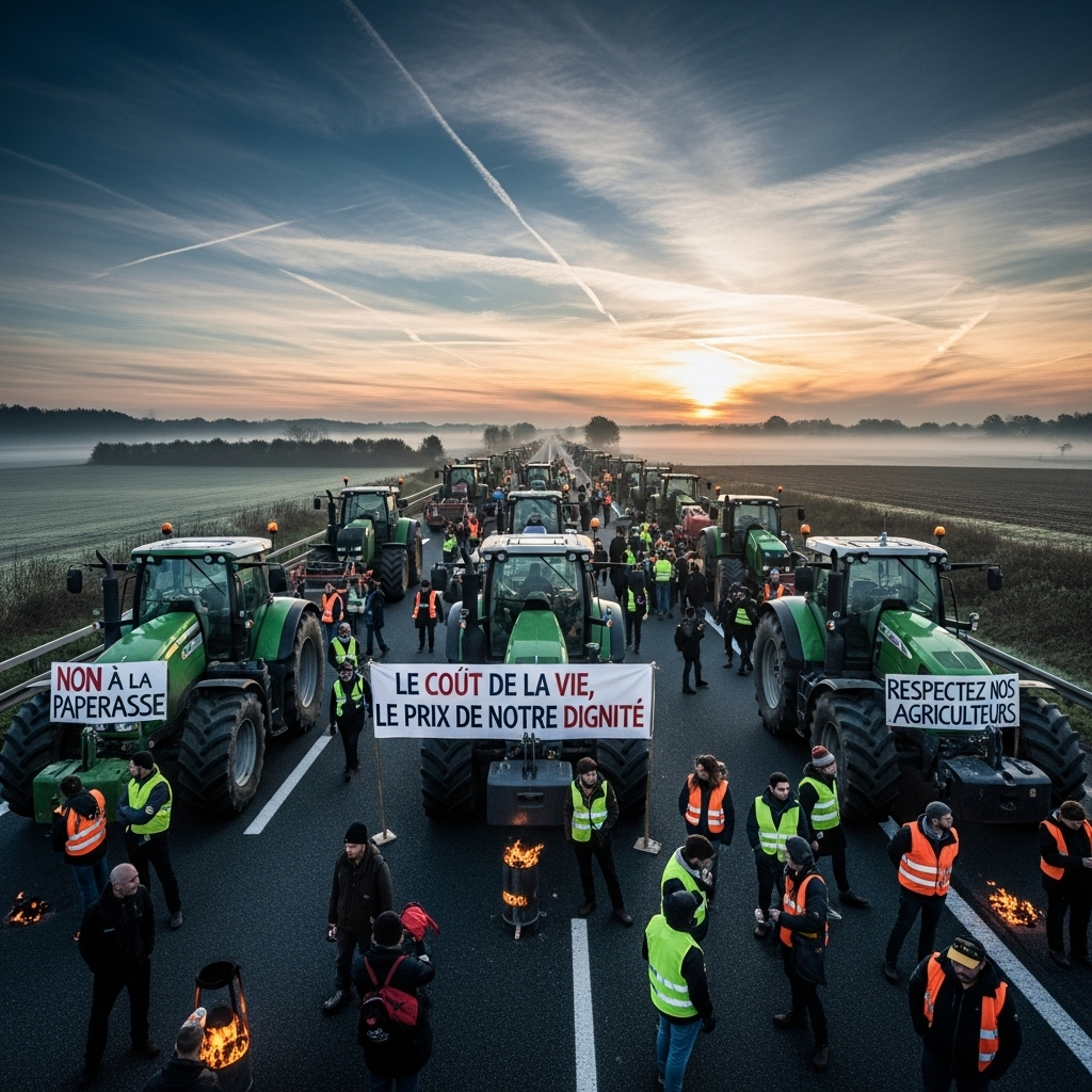 'block everything' protests: Over 300 arrested in France 2 A wide-angle shot of the 'block everything' protests showing tractors and demonstrators blocking a major French highway.
