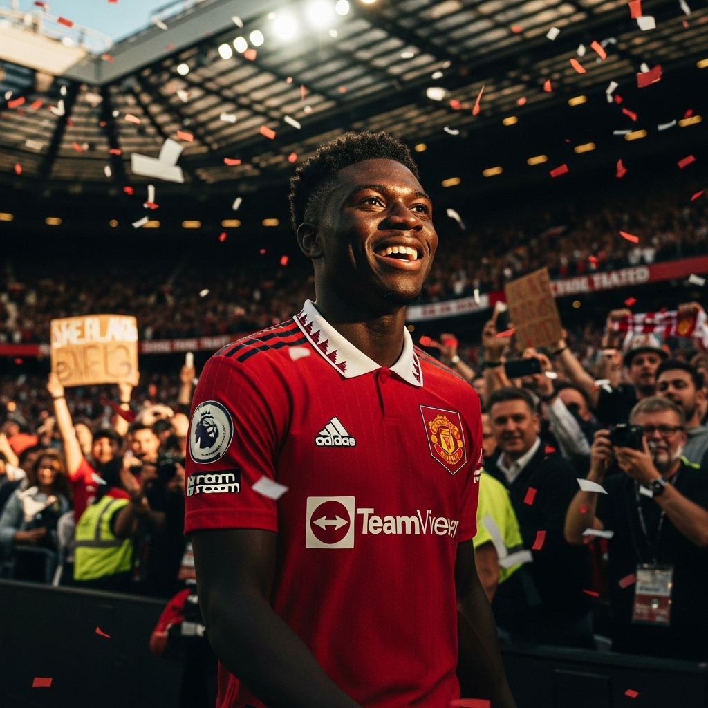 Top Prospect to Fringe: 1 Player's Limbo at Man United 2 A young Amad Diallo smiling in a Manchester United kit, hailed as a top prospect upon his arrival.