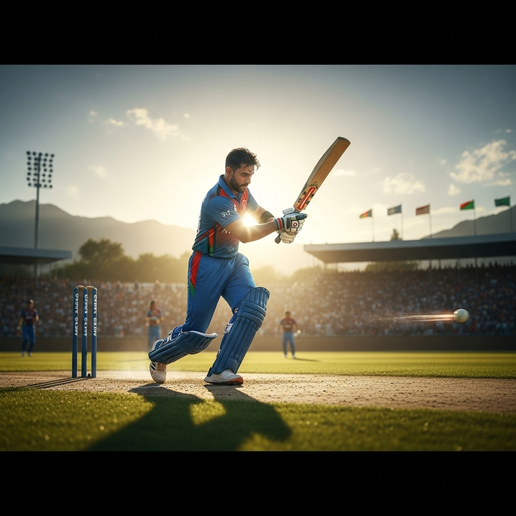 cricket opener: Afghanistan dominate Hong Kong in 2025 2 Afghanistan's cricket opener smashes a boundary early in the innings.