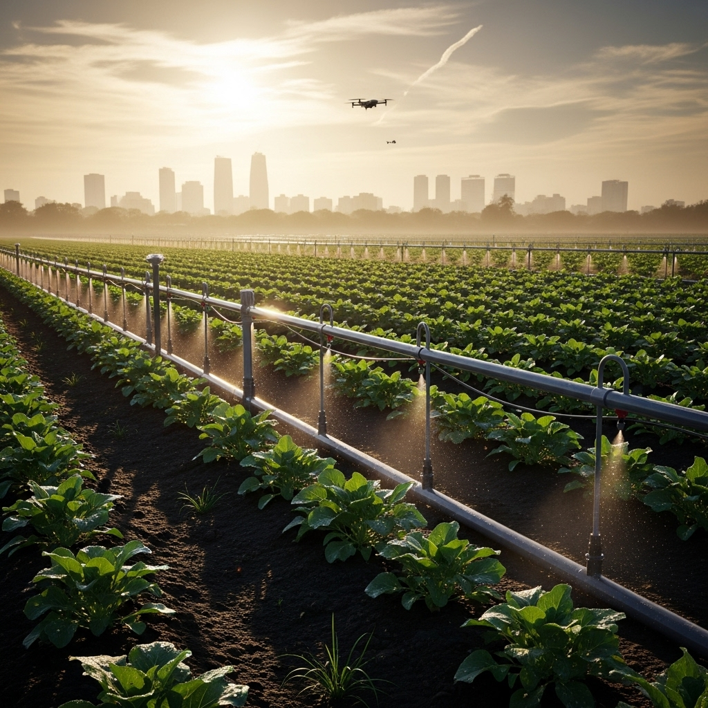 New Delhi: Israel & India Sign 1 Major Investment Deal 3 An advanced drip irrigation system in a field, representing the technology coming to regions near New Delhi.
